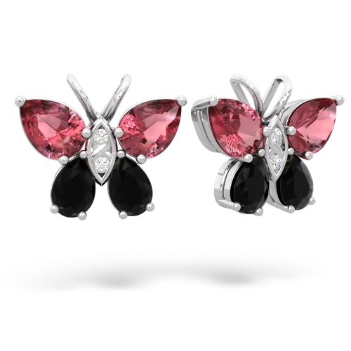 tourmaline-onyx butterfly earrings