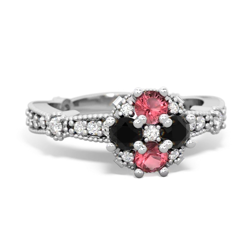 tourmaline-onyx art deco engagement ring