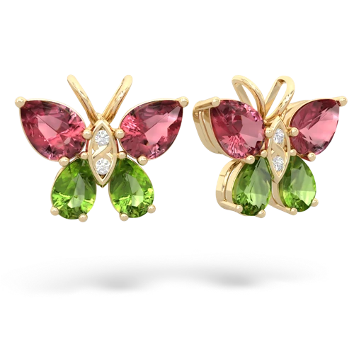 tourmaline-peridot butterfly earrings