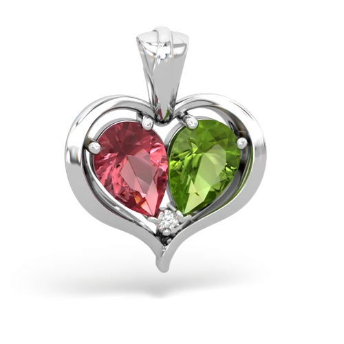 tourmaline-peridot half heart whole pendant