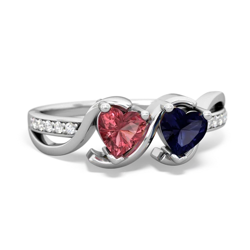 tourmaline-sapphire double heart ring