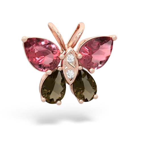 tourmaline-smoky quartz butterfly pendant