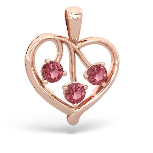 pink sapphire-lab emerald love heart pendant