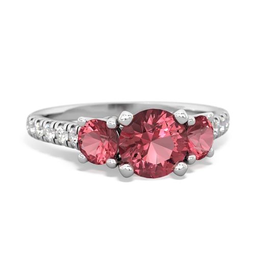 pink sapphire-lab ruby trellis pave ring