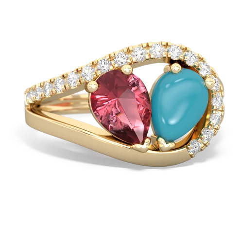 tourmaline-turquoise pave heart ring