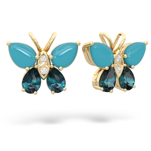 turquoise-alexandrite butterfly earrings