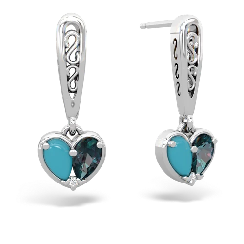 turquoise-alexandrite filligree earrings