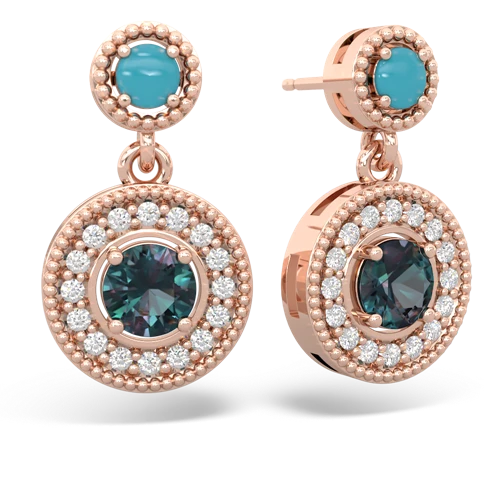 turquoise-alexandrite halo earrings