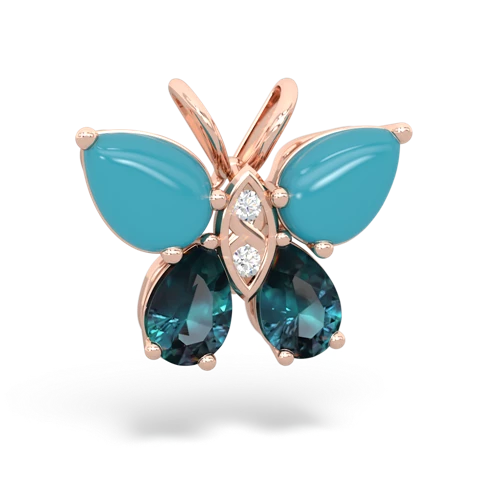 turquoise-alexandrite butterfly pendant