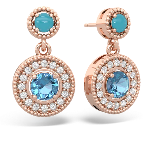 turquoise-blue topaz halo earrings