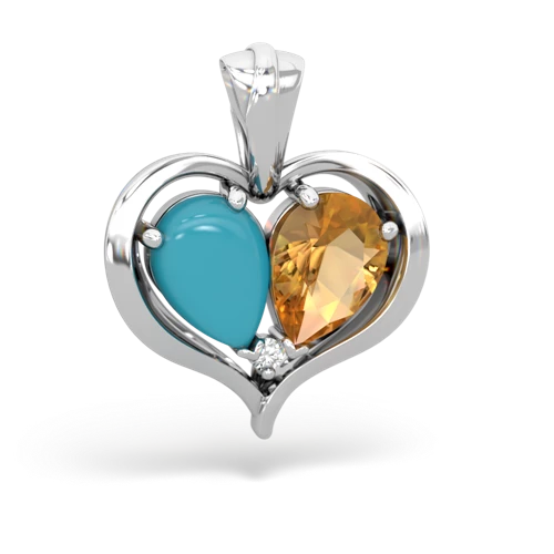 turquoise-citrine half heart whole pendant