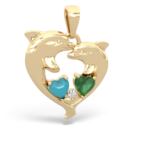 turquoise-emerald dolphins pendant