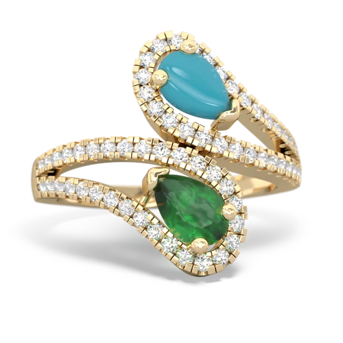 turquoise-emerald pave swirls ring