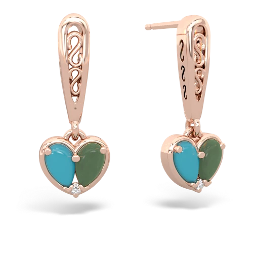 turquoise-jade filligree earrings