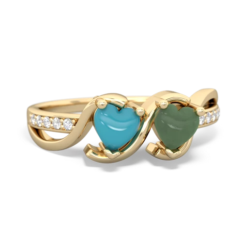 turquoise-jade double heart ring