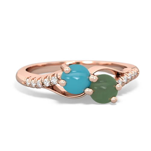 turquoise-jade two stone infinity ring