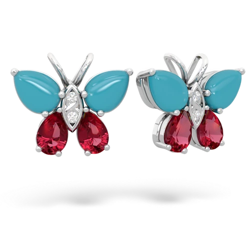 turquoise-lab ruby butterfly earrings