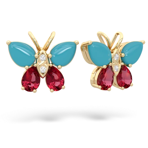 turquoise-lab ruby butterfly earrings