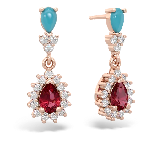 turquoise-lab ruby dangle earrings