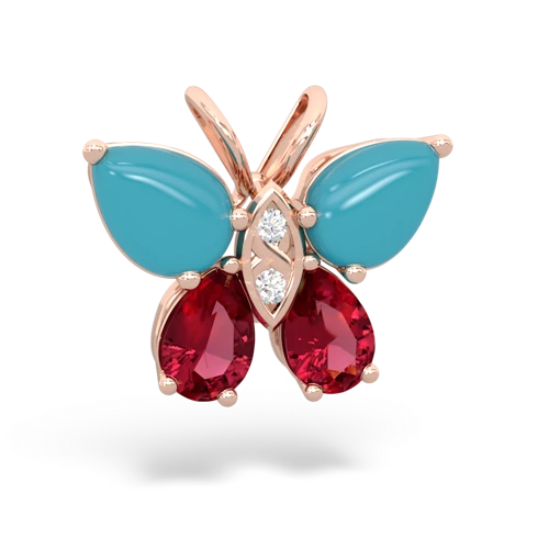 turquoise-lab ruby butterfly pendant