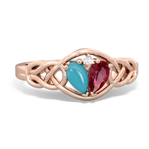 turquoise-lab ruby celtic knot ring