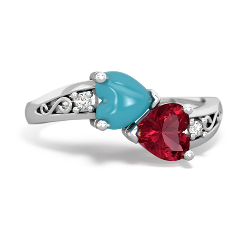 turquoise-lab ruby filligree ring