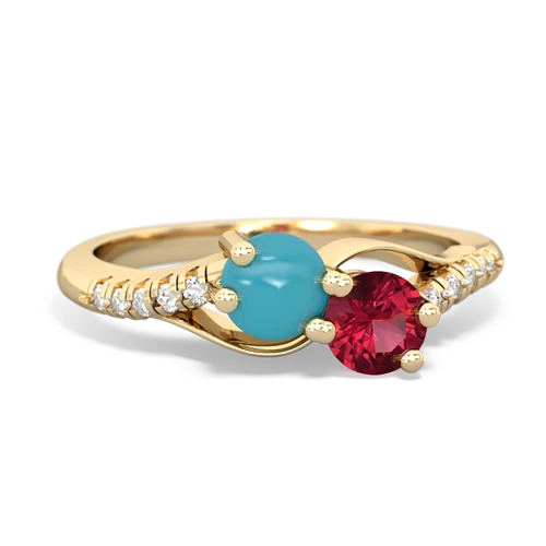 turquoise-lab ruby two stone infinity ring