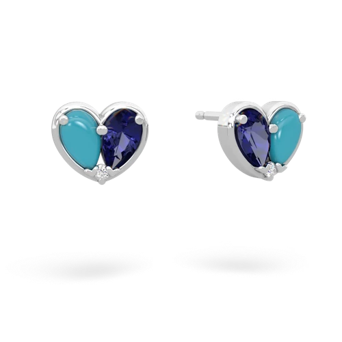 turquoise-lab sapphire one heart earrings