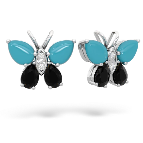 turquoise-onyx butterfly earrings