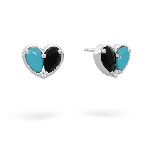 turquoise-onyx one heart earrings