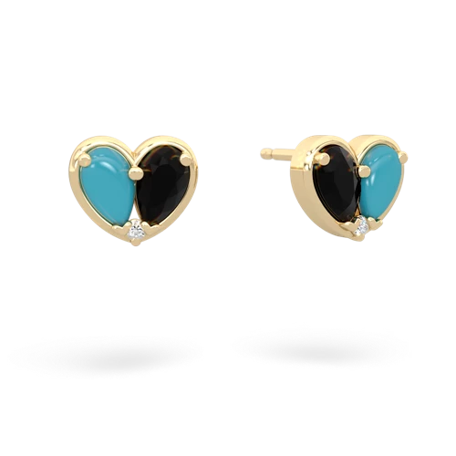 turquoise-onyx one heart earrings