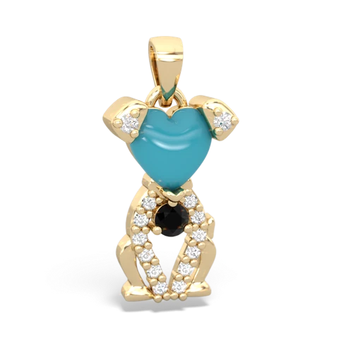 turquoise-onyx birthstone puppy pendant