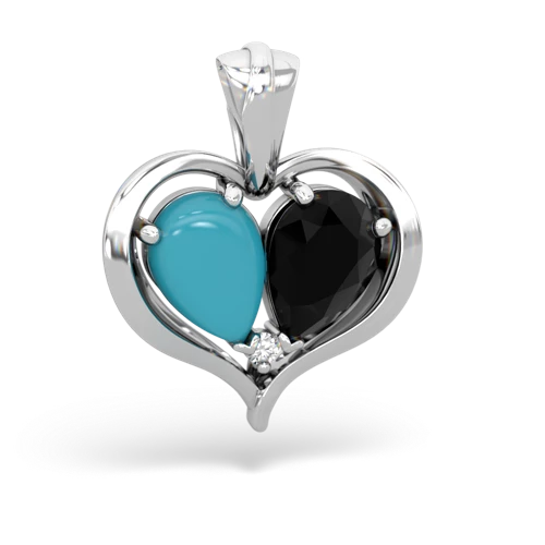 turquoise-onyx half heart whole pendant
