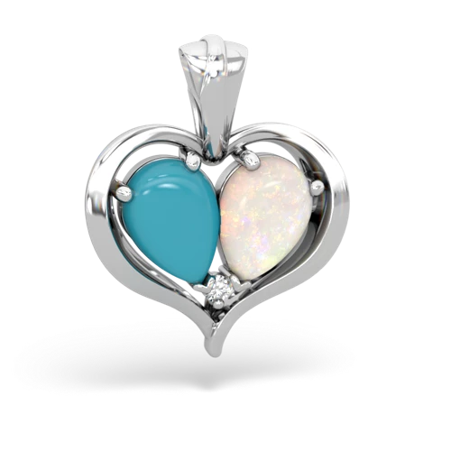 turquoise-opal half heart whole pendant
