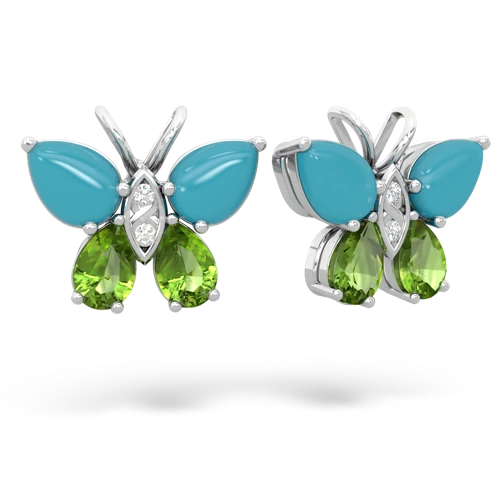 turquoise-peridot butterfly earrings