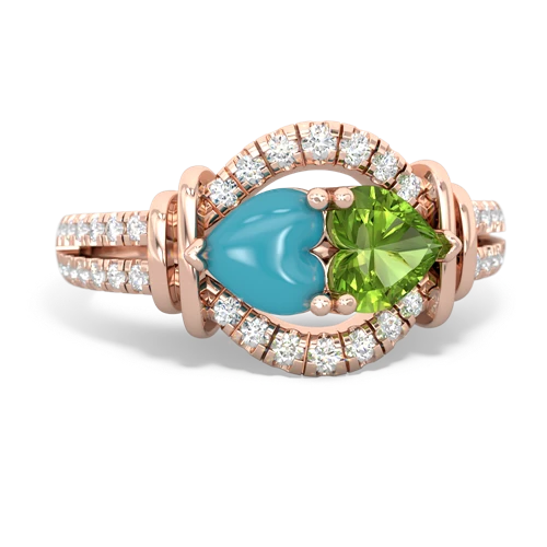 turquoise-peridot pave keepsake ring