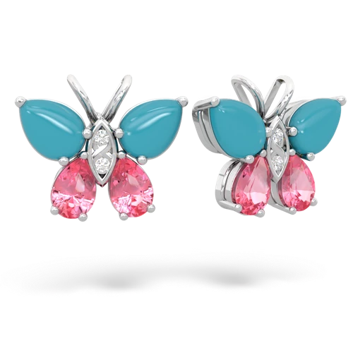 turquoise-pink sapphire butterfly earrings