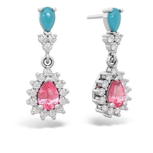 turquoise-pink sapphire dangle earrings