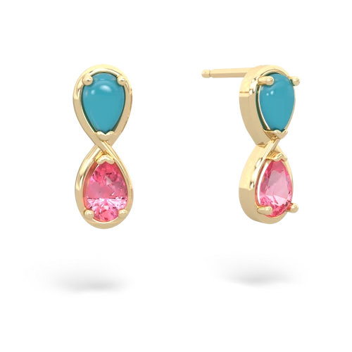 turquoise-pink sapphire infinity earrings