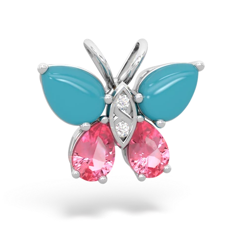 turquoise-pink sapphire butterfly pendant