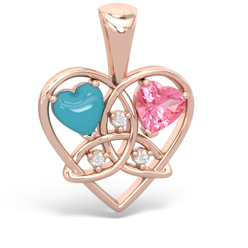 turquoise-pink sapphire celtic heart pendant