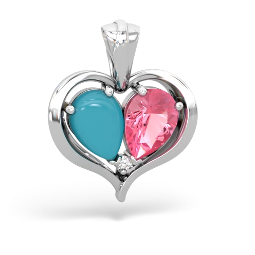 turquoise-pink sapphire half heart whole pendant