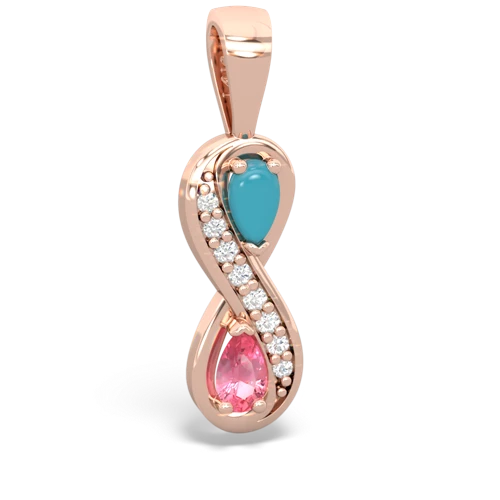 turquoise-pink sapphire keepsake infinity pendant