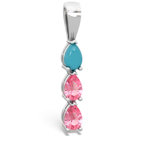 turquoise-pink sapphire three stone pendant