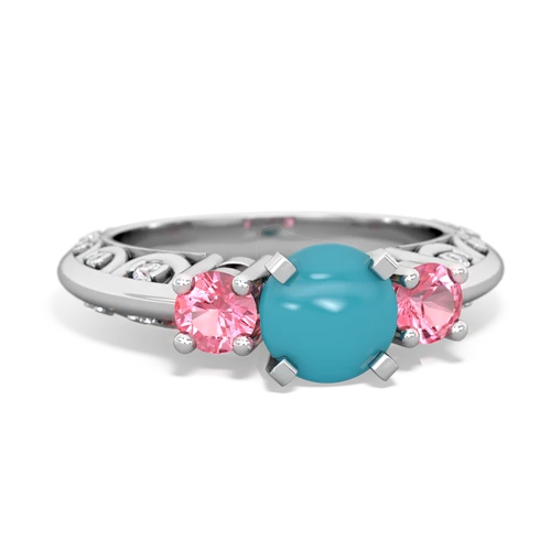 turquoise-pink sapphire engagement ring