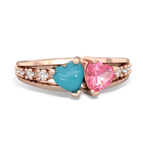 turquoise-pink sapphire modern ring