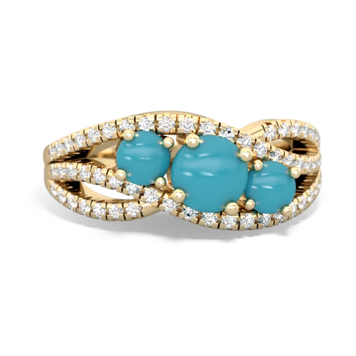 turquoise three stone pave ring