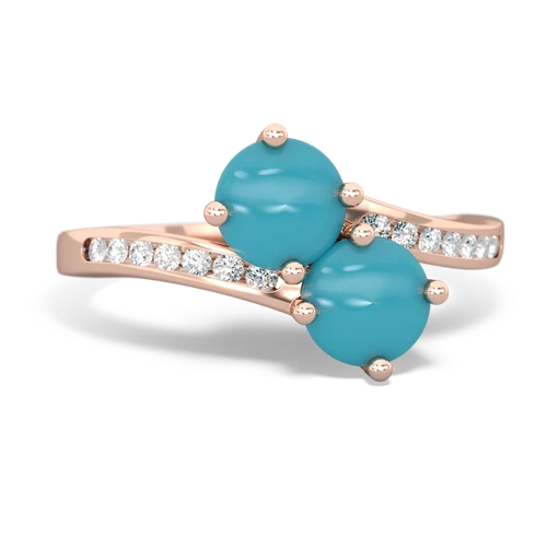 turquoise two stone channel ring