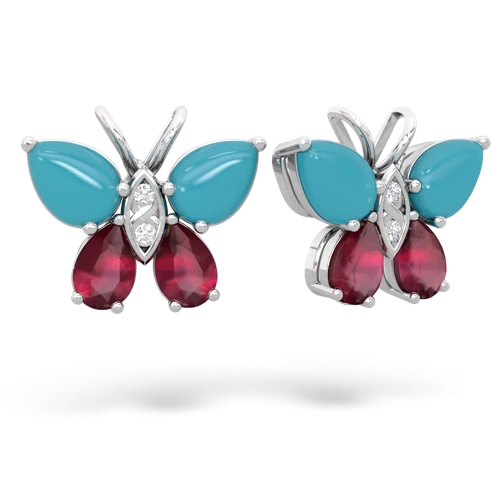 turquoise-ruby butterfly earrings