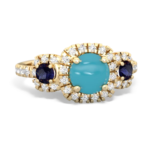 turquoise-sapphire three stone regal ring